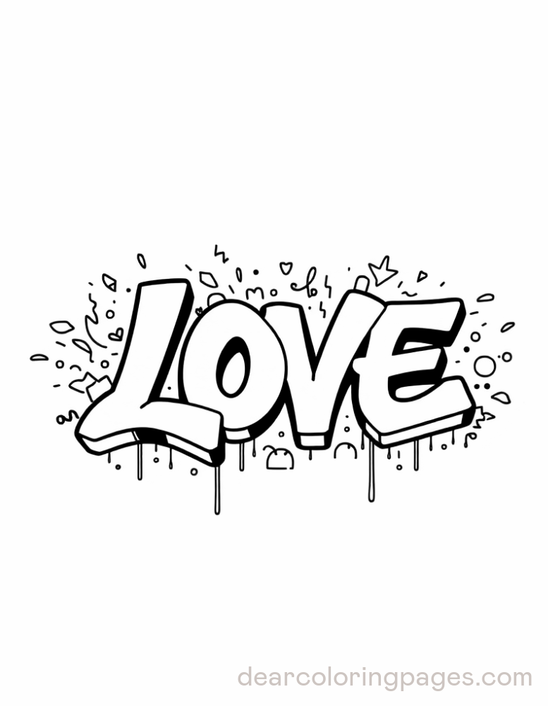 Graffiti Coloring Page - Graffiti "LOVE"